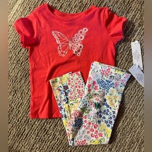 Wonder Nation size 18 month toddler Girl Pink Butterfly Tee with Floral Leggings